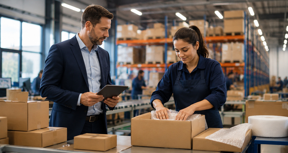 E-ihracat operasyon merkezinde paket hazırlayan ekip